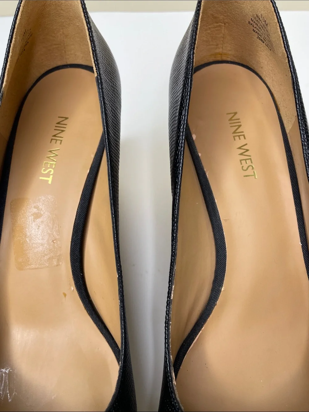 NINE WEST Black Pebble Leather JELICA Open-Toe Cork Wedge Pumps 10